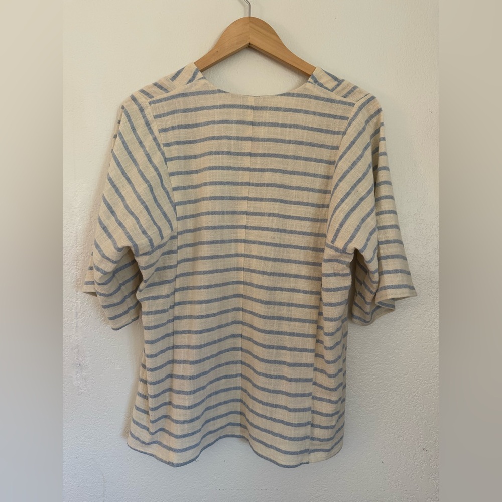 Never a Wallflower – Blue & Ecru Striped 100% Cotton Top – Size Medium – NWOT - Picture 2 of 3